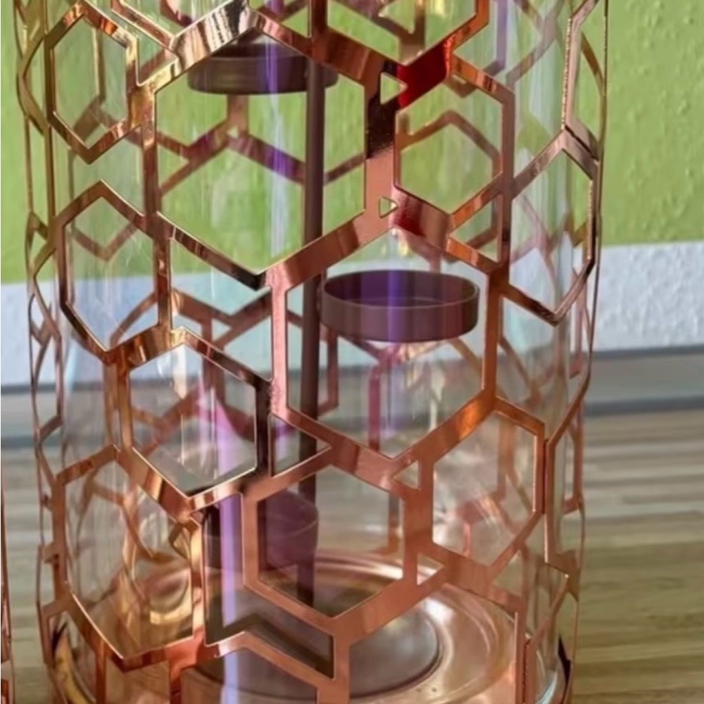 PartyLite Copper Geometric Candle Holder